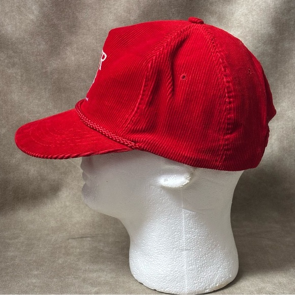 Vintage Red Corduroy “Over the hill” Strapback Trucker Hat Cap - Picture 2 of 6